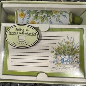 Rolling Pin Recipe Card Holder Set NIB